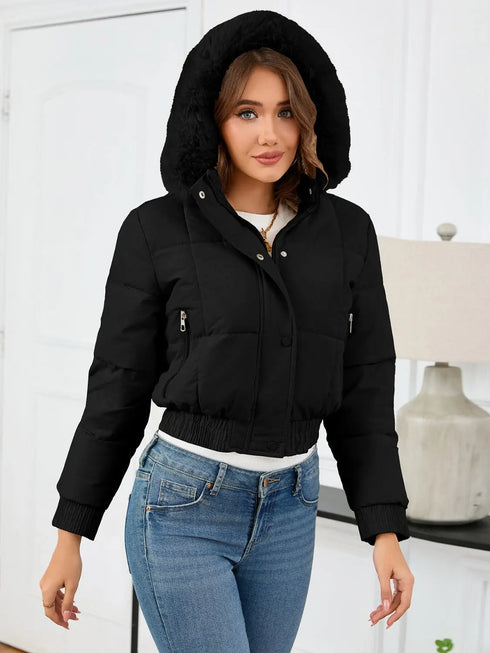 'Celandine' Hooded Cropped Coat - Celes Fashion